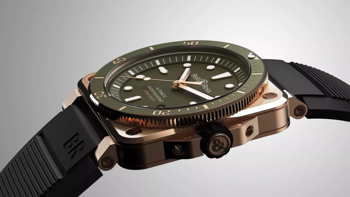 Bell & Ross Diver Green Dial Limited Edition Bronze Mens Watch BR0392