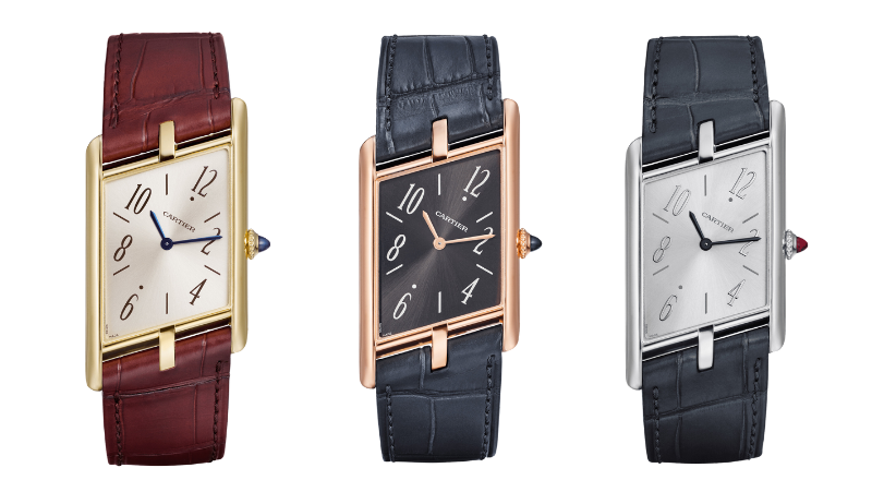 New Cartier Tank Asymetrique in Yellow Gold, Rose Gold, and Platinum