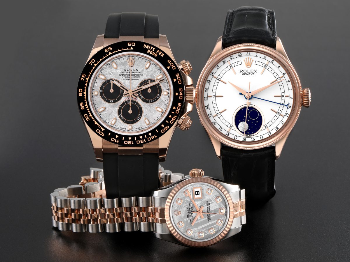 Rolex Meteorite Watches Daytona, Cellini Moonphase and Datejust in Everose