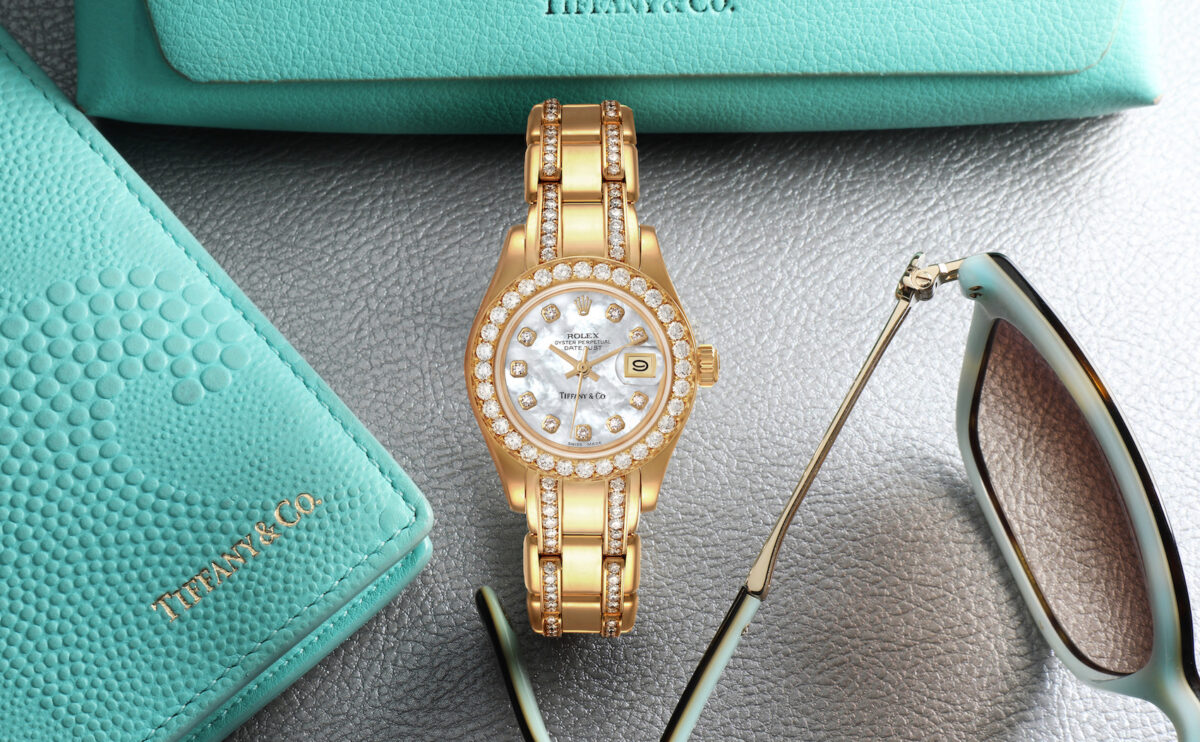 Rolex Pearlmaster Yellow Gold Tiffany Mother Of Pearl Diamond 69298