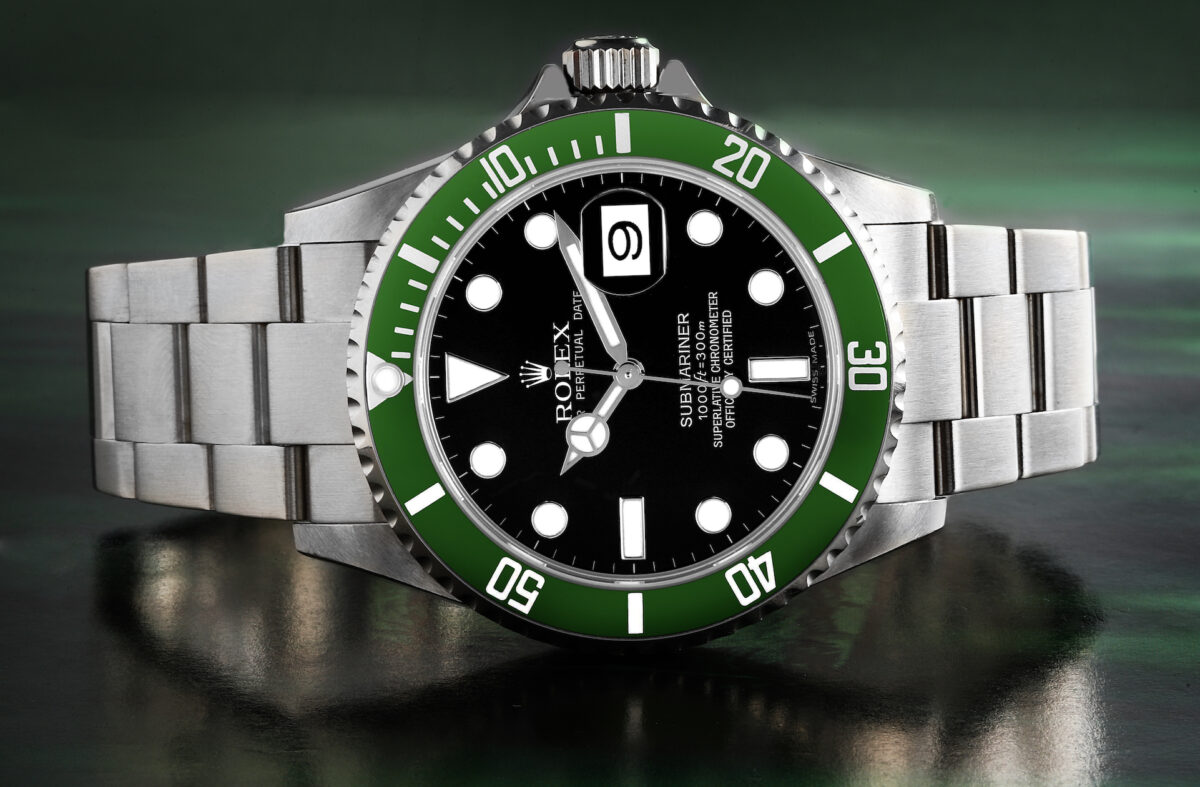 Rolex Submariner Kermit Green Bezel Steel Mens Watch 16610LV