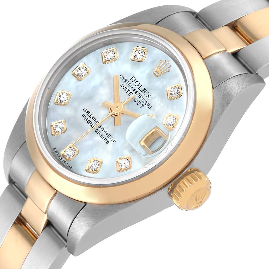 Rolex Datejust Steel Yellow Gold Mother of Pearl Diamond Ladies Watch 79163