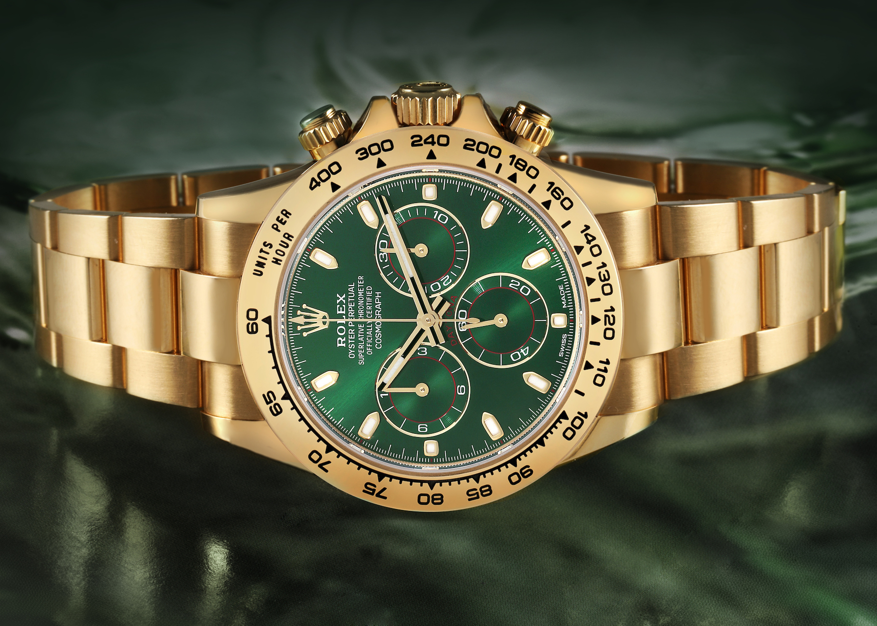 10 Most Popular Rolex Daytona Models - Rolex Daytona John Mayer Yellow Gold Green Dial 116508