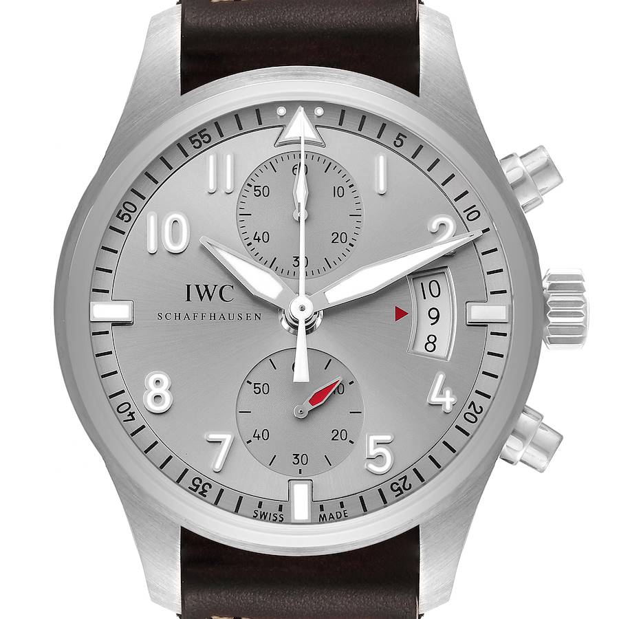 IWC Pilot Spitfire Ju Air Chronograph Silver Dial Mens Watch IW387809