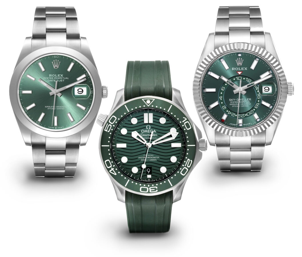 Mint Green Dial Watches - Rolex Datejust 41, Omega Seamaster 300M, Rolex Sky-Dweller