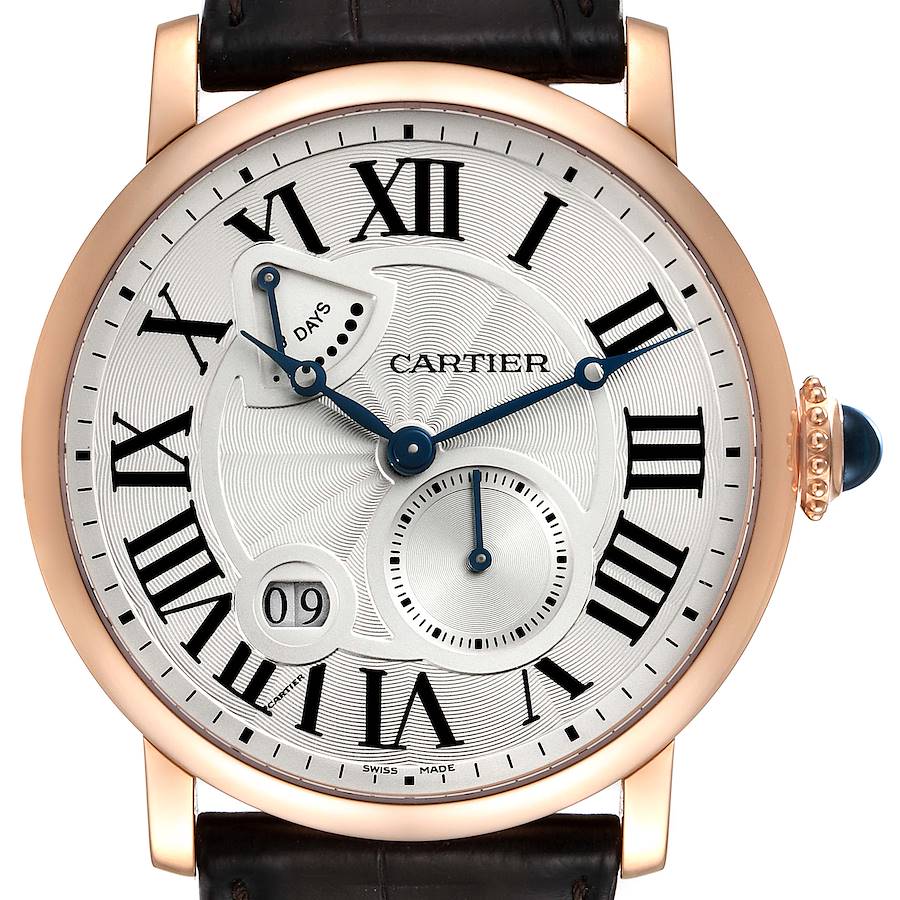 Cartier Rotonde 18k Rose Gold Power Reserve Mens Watch W1556203