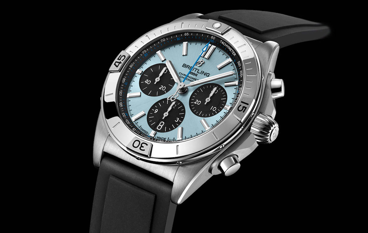 Breitling Chronomat B01 Ice Blue Dial Steel Mens Watch PB0134