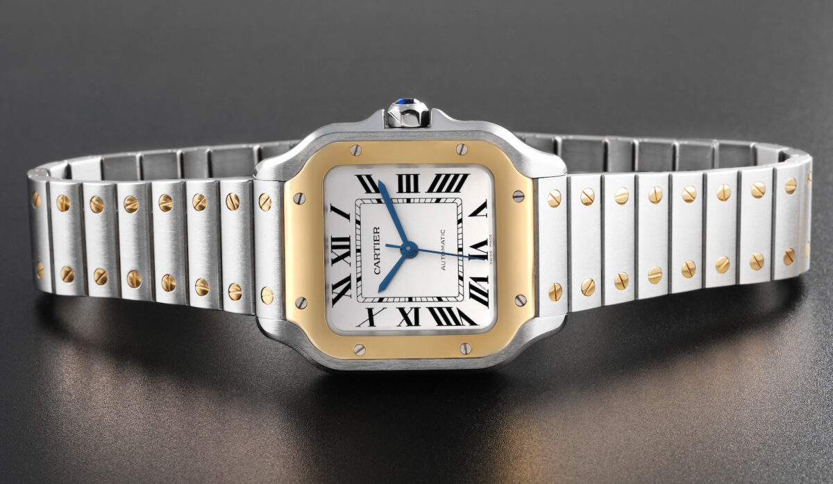 Cartier Santos Medium Steel Yellow Gold Mens Watch W2SA0016