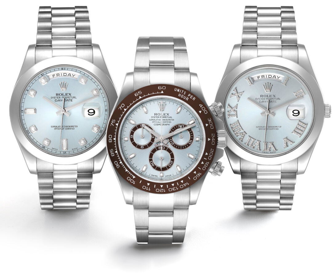 Rolex Day-Date and Daytona Platinum Ice Blue Dial Watches