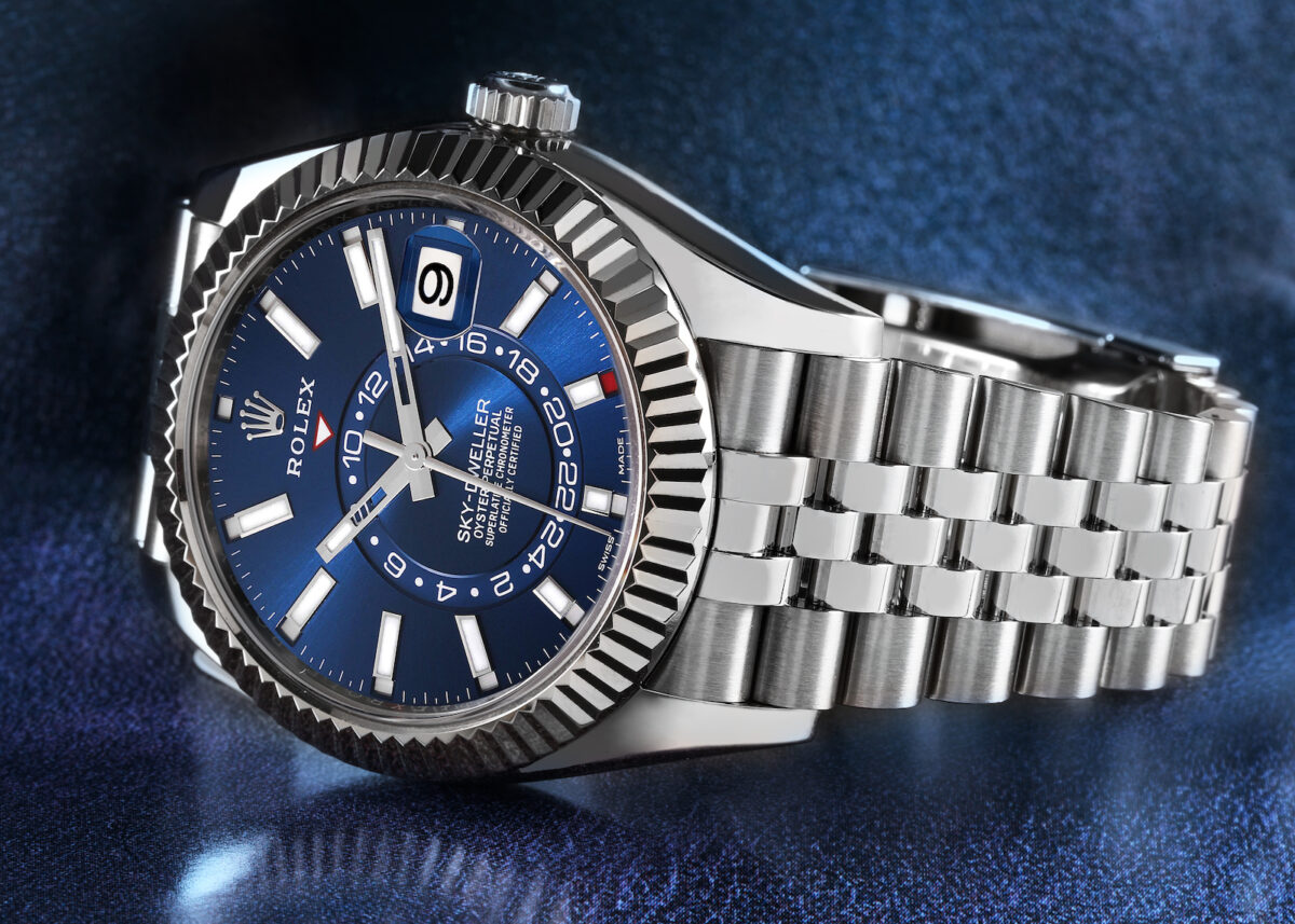 Rolex Sky-Dweller Blue Dial Steel White Gold Jubilee Bracelet Watch 326934