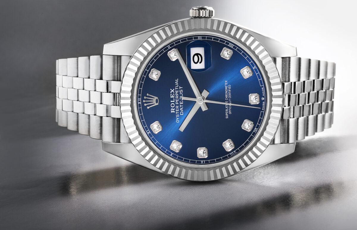 Rolex Datejust 41 Blue Diamond Dial Steel White Gold Mens Watch 126334 