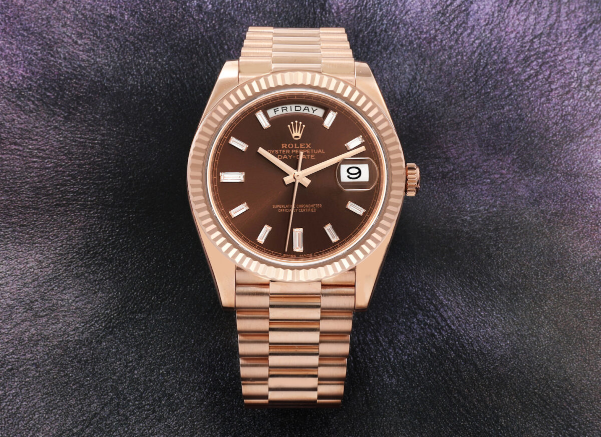Rolex Day-Date 40 President Rose Gold Chocolate Dial Watch 228235