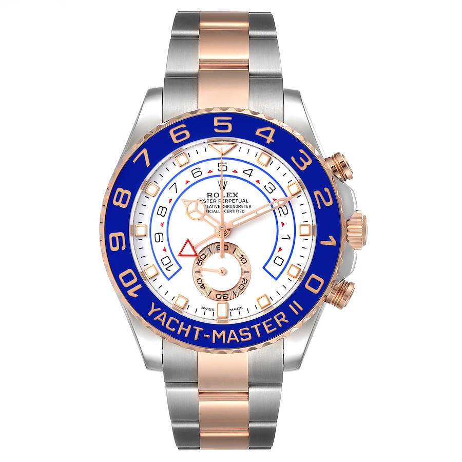 Rolex Yachtmaster II Steel Rose Gold Mercedes Hands Mens Watch 116681 