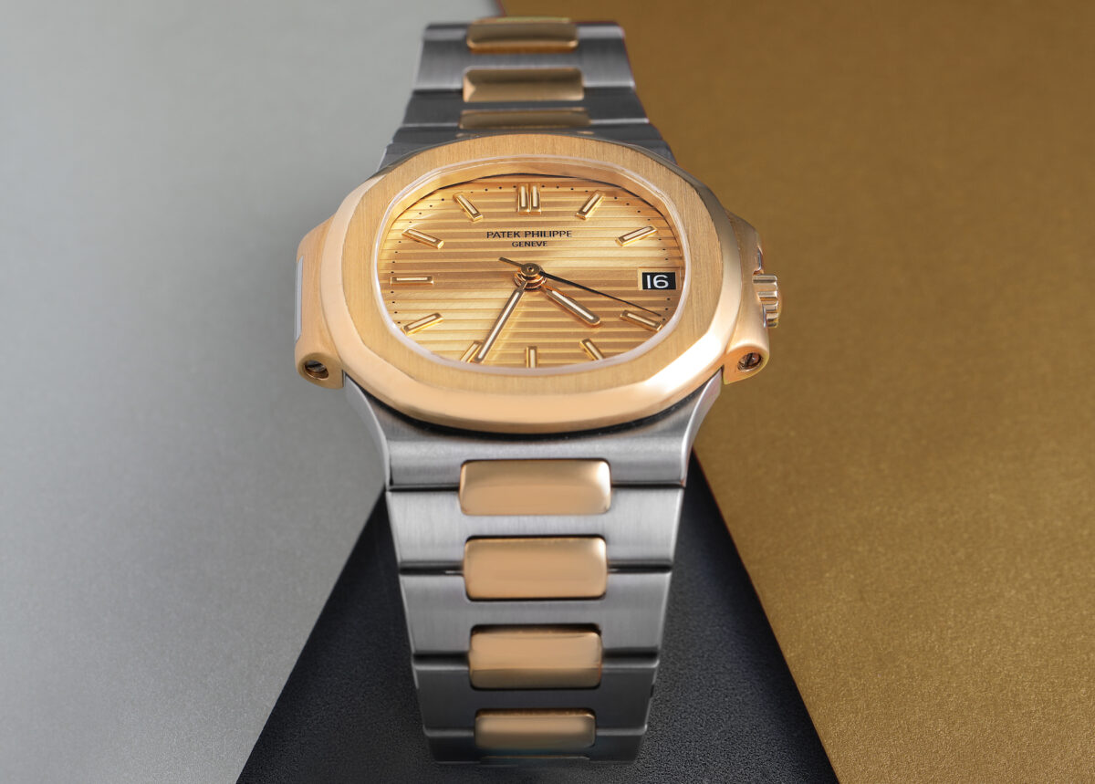 Patek Philippe Nautilus Steel Yellow Gold Champagne Dial Mens Watch 3800