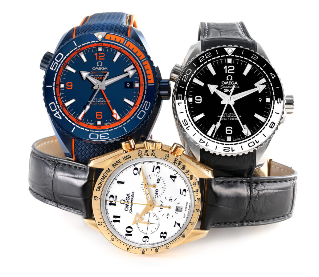 Omega Broad Arrow Watches - Planet Ocean Big Blue, Planet Ocean Cookies and Cream and Speedmaster Enamel Limited Edition