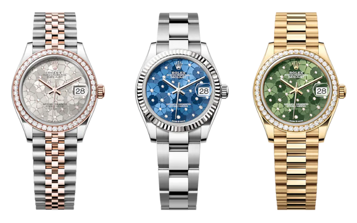 Rolex Datejust 31 Midsize Floral Dials with Silver, Blue, and Green Dials