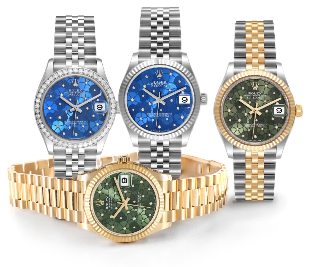 Rolex Datejust 31 Midsize Floral Dials in Steel and White Gold, Steel and Yellow Gold, and full Yellow Gold