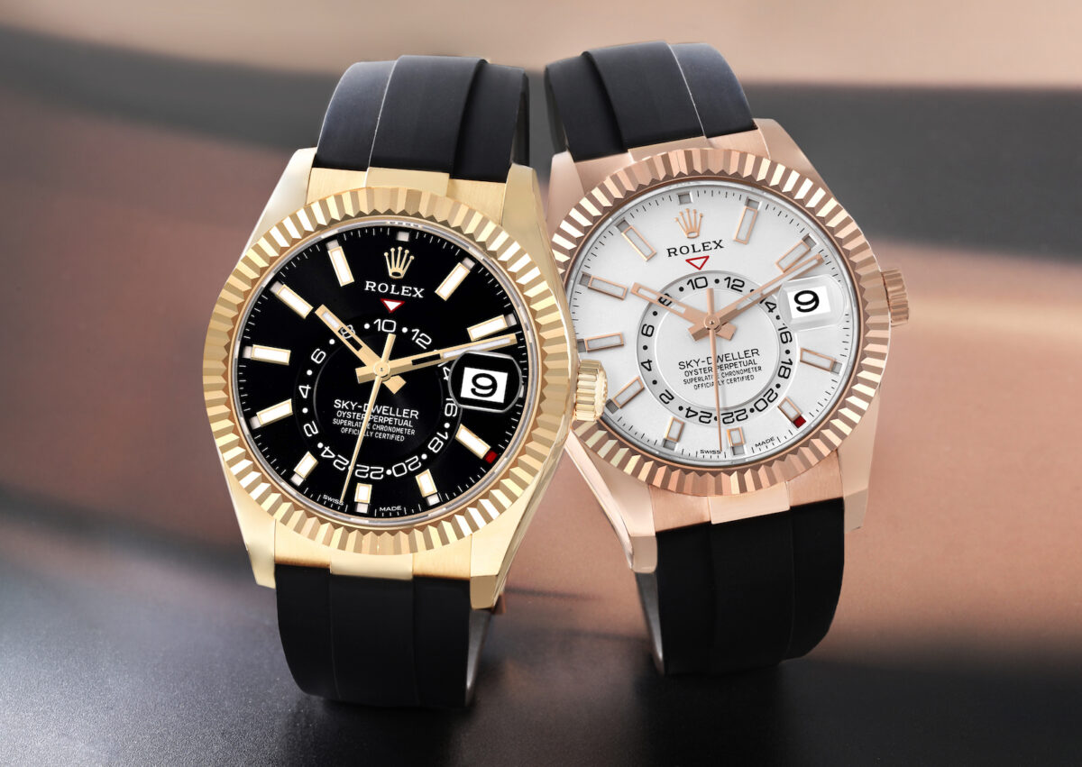 Rolex Sky-Dweller Yellow Gold 326238 and Everose Gold 326235 with Oysterflex Bracelets