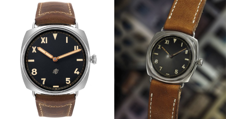 Panerai Radiomir California 3 Days and original California dial from the 1940s (right photo: Phillips)