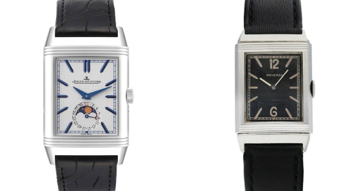 Jaeger LeCoultre Reverso Tribute and original Reverso from 1931 (right photo: Sotheby's)
