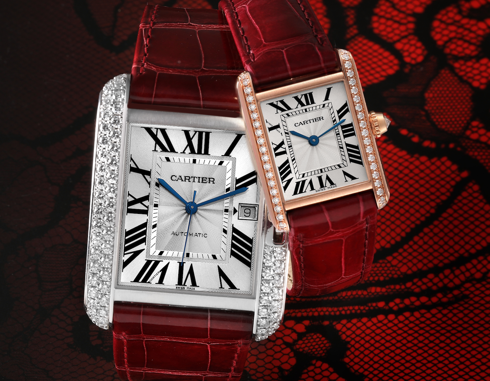 Valentine's Watches - Cartier Tank Anglaise and Cartier Tank Louis Diamond Watches
