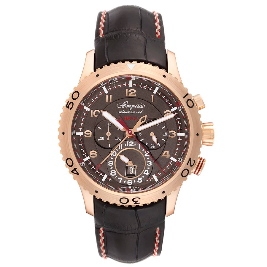 Breguet Type XXII Flyback Brown Dial Rose Gold Mens Watch 3880BR
