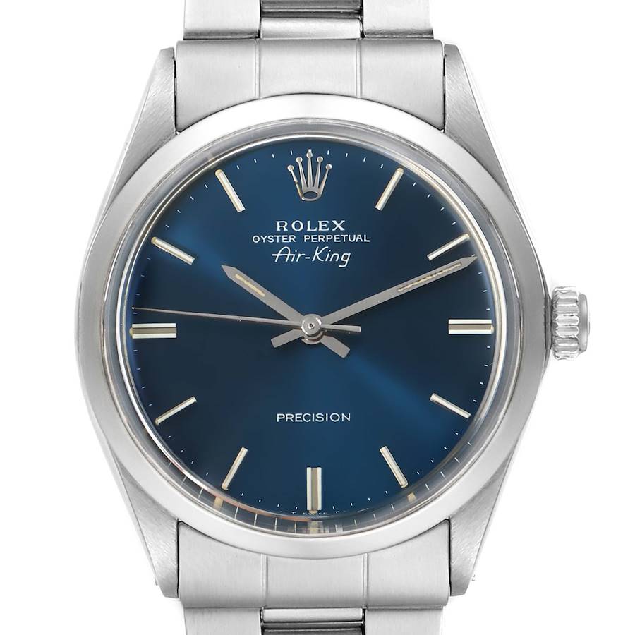 Rolex Air King Vintage Stainless Steel Blue Dial Mens Watch 5500