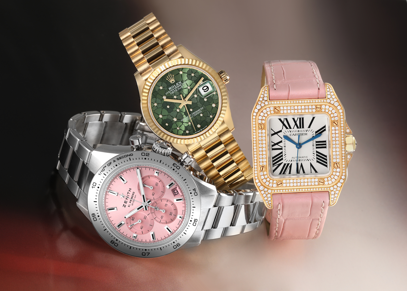 Top Luxury Watches for Spring 2023 - Rolex Datejust Midsize, Zenith Chronomaster, Cartier Santos 100