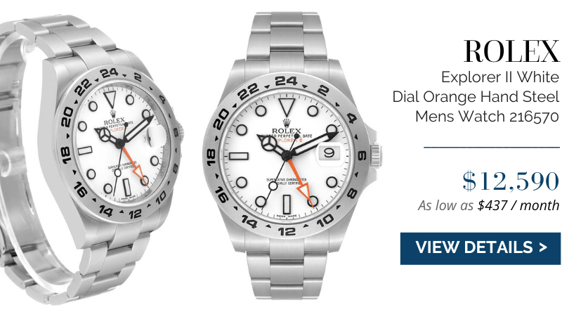 Rolex Explorer II White Dial Orange Hand Steel Mens Watch 216570