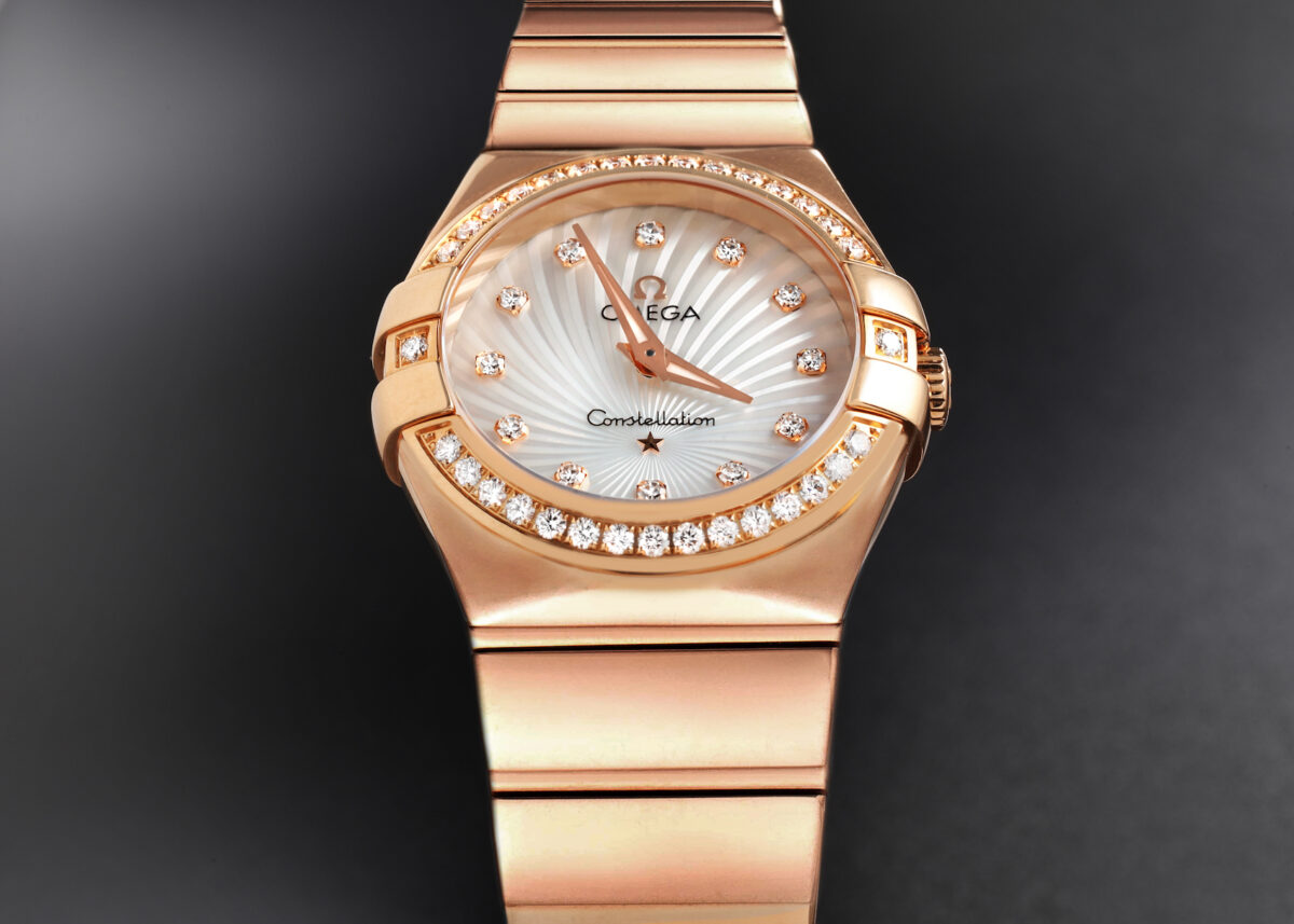Omega Constellation Rose Gold Mother of Pearl Diamond Ladies Watch 123.55.27.60.55.005