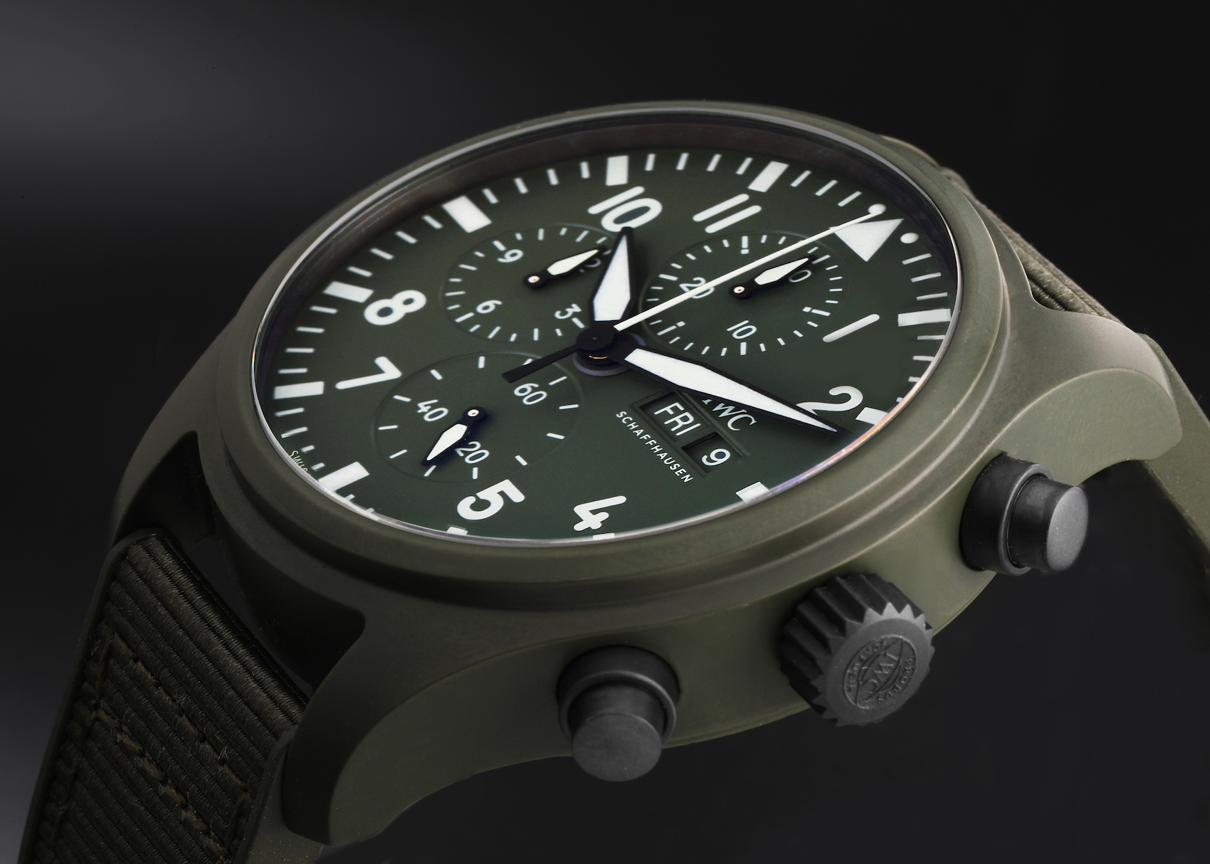 IWC Pilot Top Gun Chronograph Green “Woodland” Ceramic Dial Men's Watch IW389106