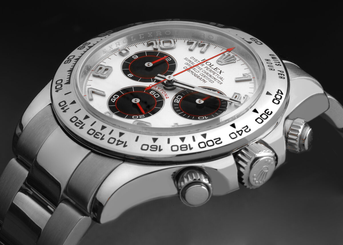 Rolex Daytona White Gold Silver Racing Dial Mens Watch 116509