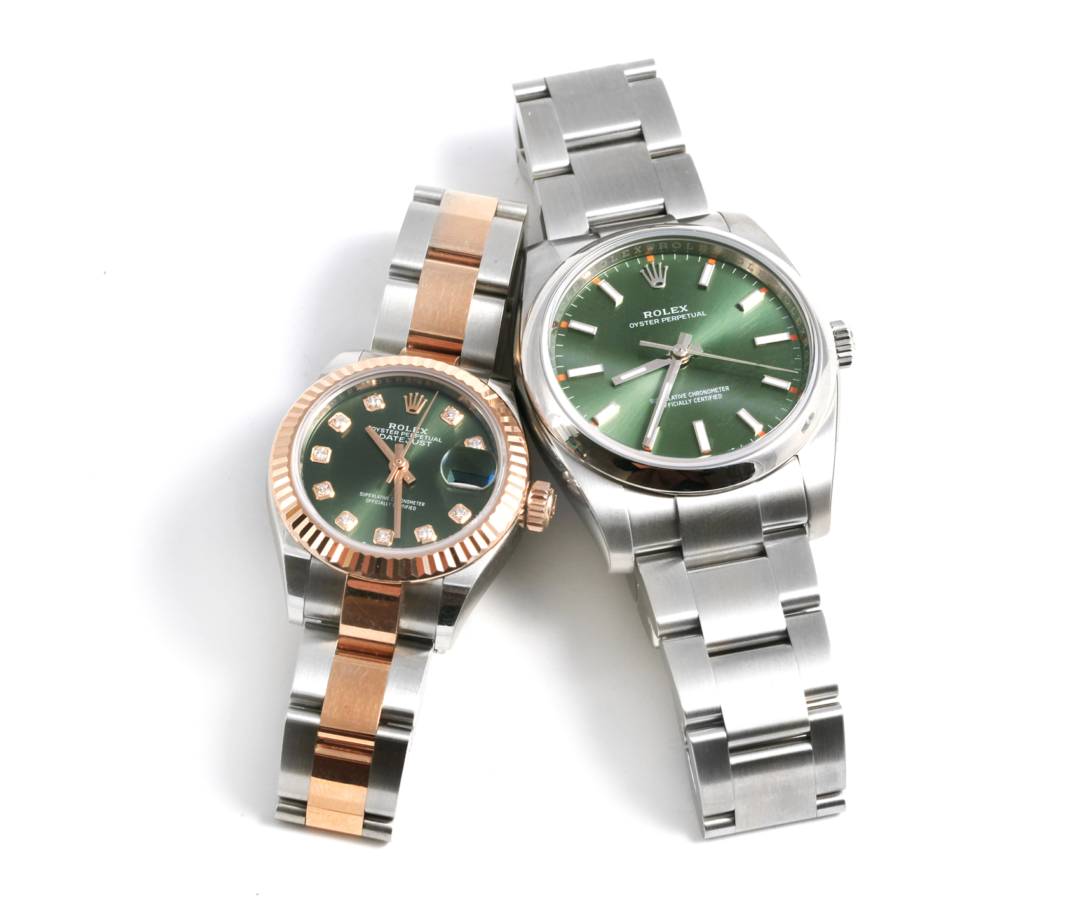 Rolex Oyster Perpetual 114200 Green Dial (with Lady Datejust)