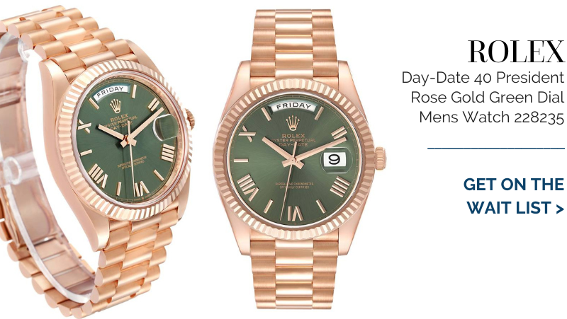 Rolex Day-Date 40 President Rose Gold Green Dial Mens Watch 228235