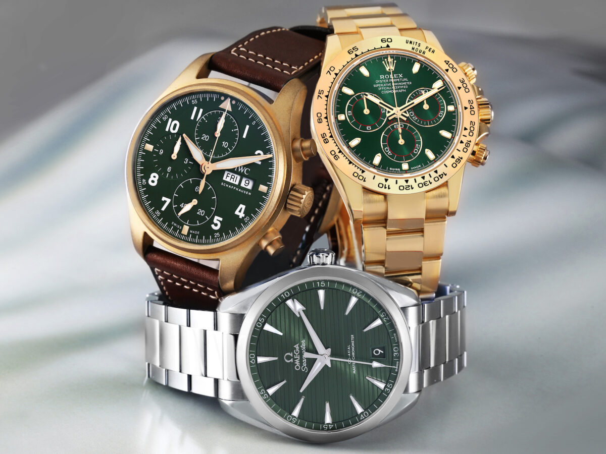 Best Green Sports Watches - Rolex John Mayer Daytona IWC Spitfire Omega Aqua Terra