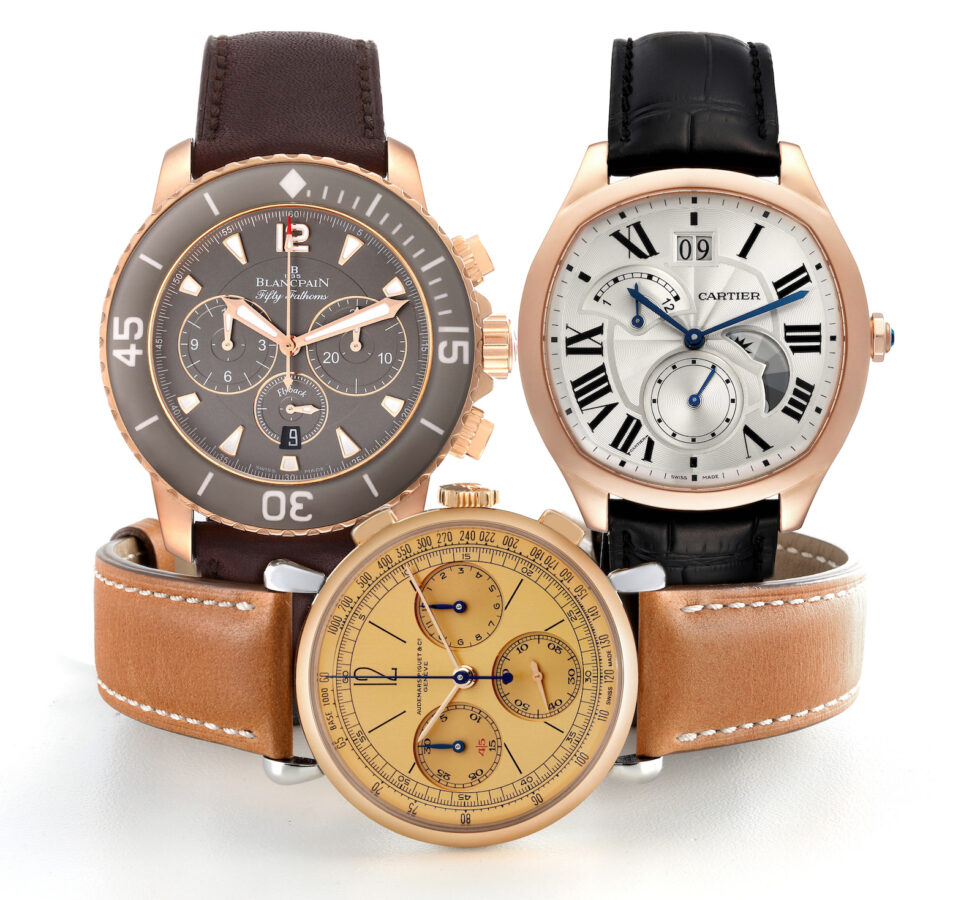 Best Rose Gold Watches for Men - Blancpain Fifty Fathoms, Cartier Drive, Audemars Piguet Remaster 01