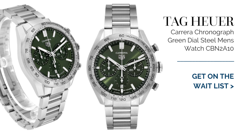 Tag Heuer Carrera Chronograph Green Dial Steel Mens Watch CBN2A10