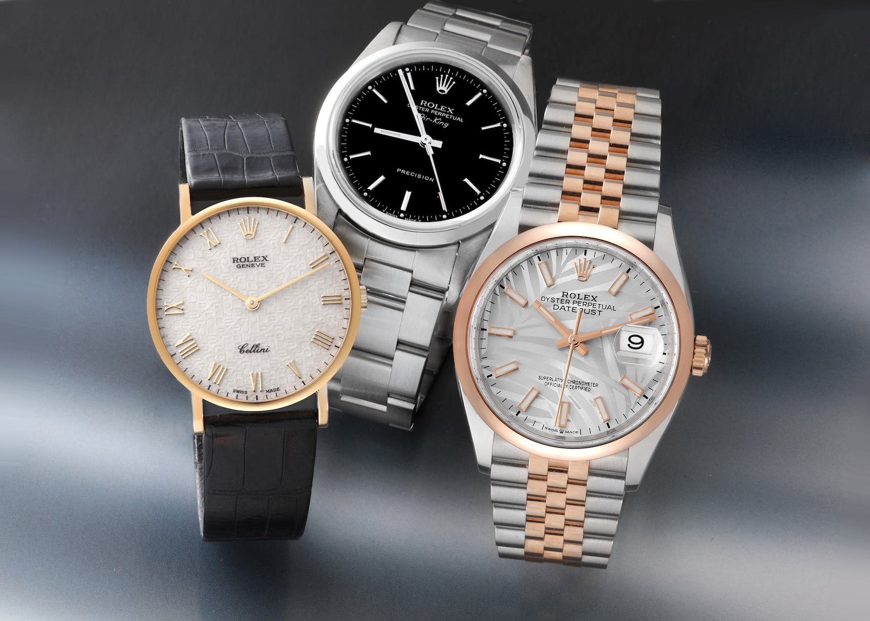 Types of Watch Bands - Rolex Cellini, Air-King, and Datejust