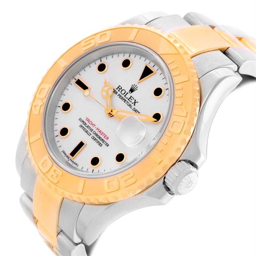 Rolex Yachtmaster Steel 18K Yellow Gold White Dial Mens 