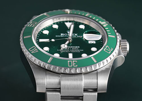 Photo of green Rolex Submariner watch