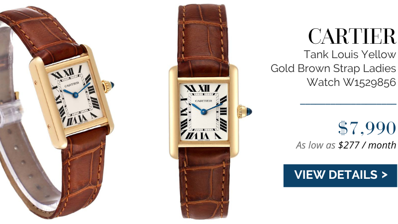 Cartier Tank Louis Yellow Gold Brown Strap Ladies Watch W1529856