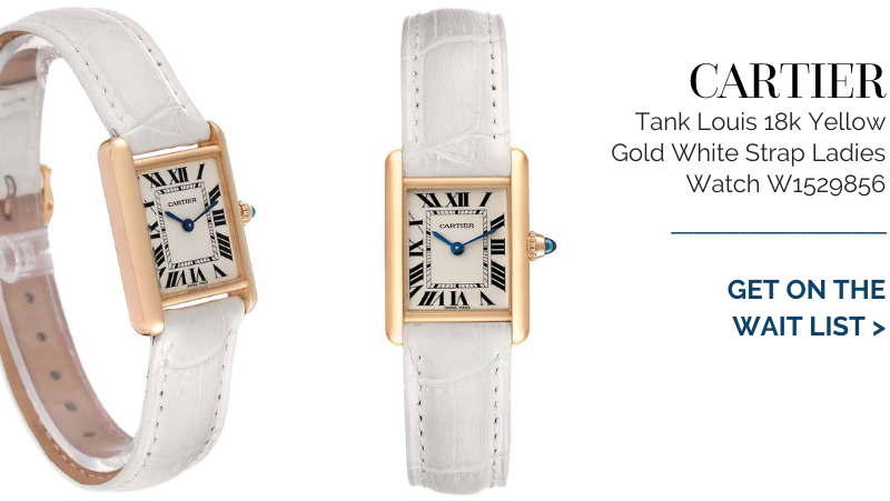 Cartier Tank Louis 18k Yellow Gold White Strap Ladies Watch W1529856
