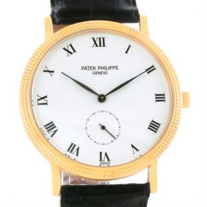 Patek Philippe Calatrava Porcelain Dial 18k Yellow Gold Watch