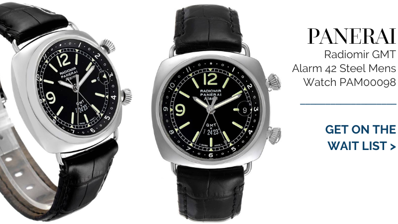 Panerai Radiomir GMT Alarm 42 Steel Mens Watch PAM00098