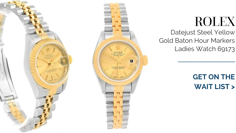 Rolex Datejust Steel Yellow Gold Baton Hour Markers Ladies Watch 69173