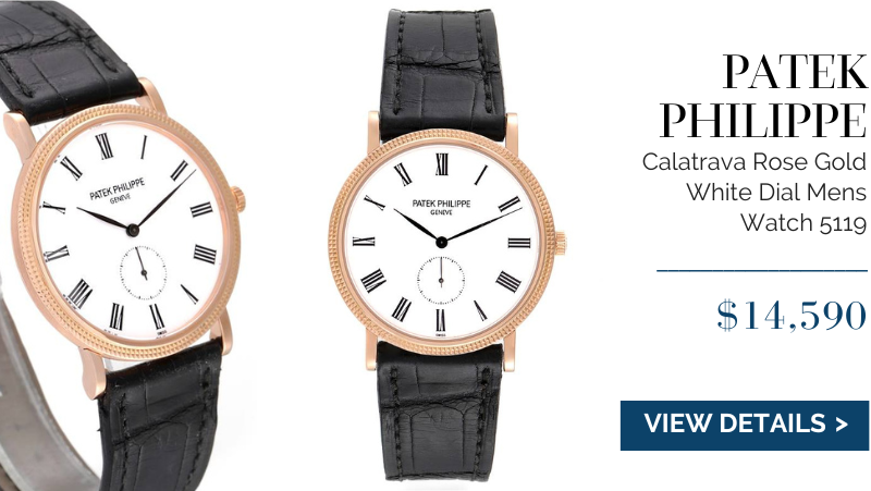 Patek Philippe Calatrava Rose Gold White Dial Mens Watch 5119