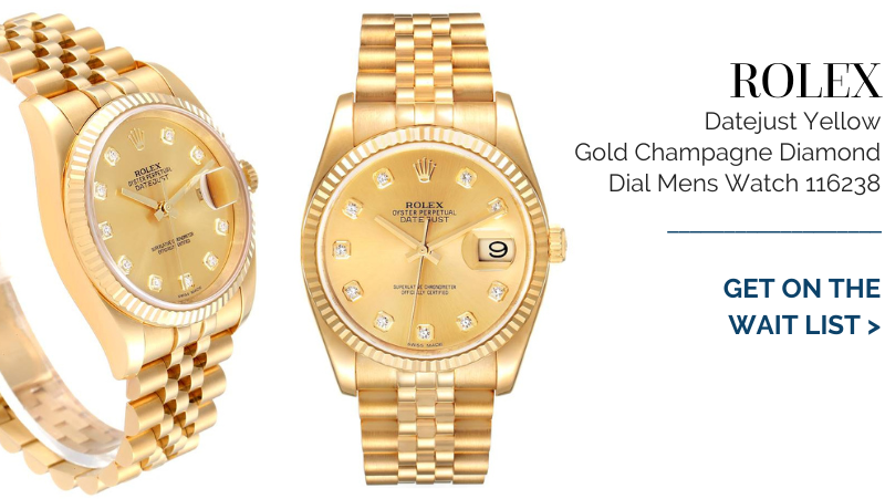 Rolex Datejust Yellow Gold Champagne Diamond Dial Mens Watch 116238