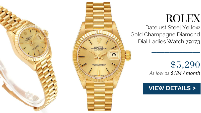 Rolex President Datejust Yellow Gold Champagne Dial Ladies Watch 69178