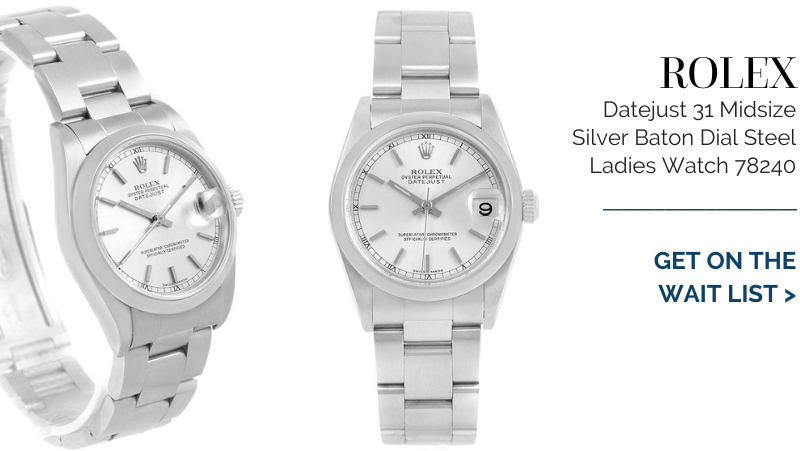 Rolex Datejust 31 Midsize Silver Baton Dial Steel Ladies Watch 78240