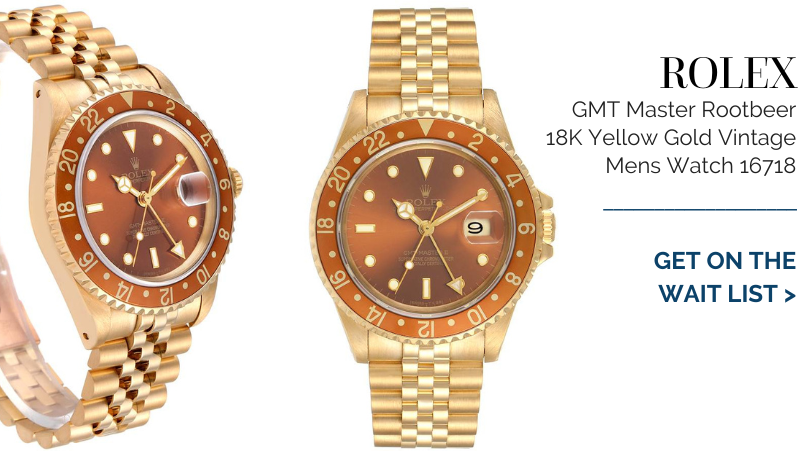 Rolex GMT Master Rootbeer 18K Yellow Gold Vintage Mens Watch 16718